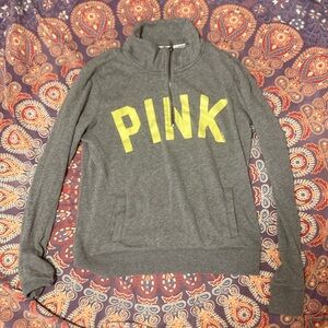 Grey and Yellow Love Pink Zip Up Sweatshirt